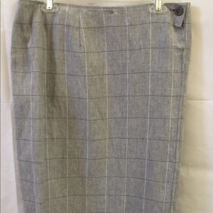LIZ CLAIBORNE SIZE 10 GRAY LINEN SKIRT BELOW KNEE